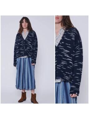 BSBEE the Scotland Cardigan Navy Baby Alpaca wool blend Sz Small